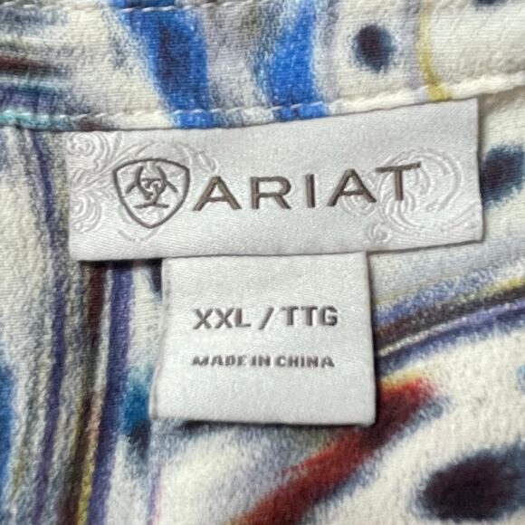 Ariat Pullover Shirt Dress Western Aztec Print Sz XXL Split V-neck Tie Waist - Picture 9 of 10